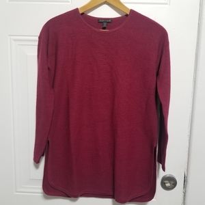 Eileen Fisher 💯% Fine Merino Wool Maroon Tunic Top. Size: XXS.